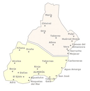 En la provincia de Almería pueden distinguirse dos zonas, separadas por la sierra de los Filabres