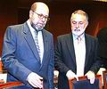 Manuel Zapata, presidente de L'Ajuntaera, junto a Francisco Celdrn, presidente de la Asamblea Regional de Murcia